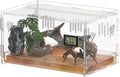 Reptile Terrariums with Temperature Hygrometer, 15.7"x9.9"x7.1" Acrylic Breeding Box Terrarium Cage Tank for Small Reptiles, Insects, Home Office (Terrestrial)