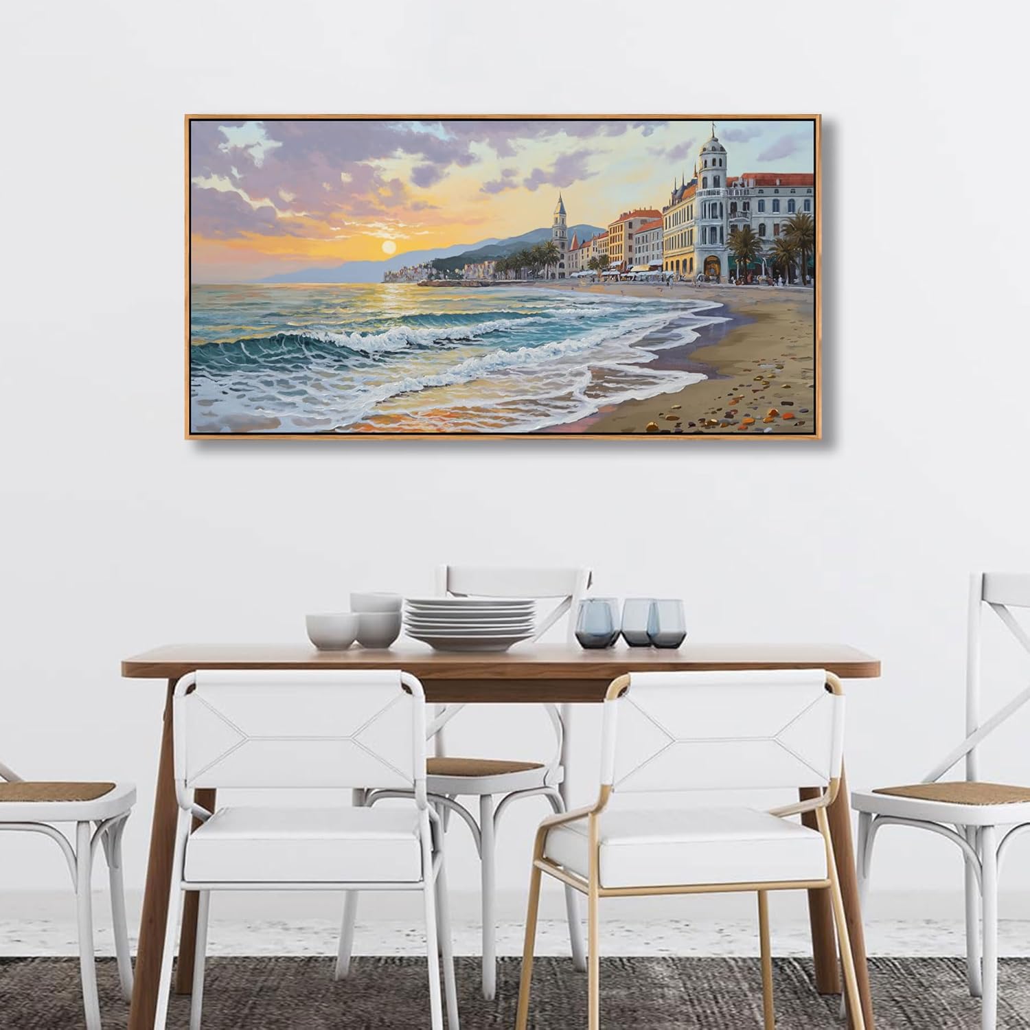 YDYSUNE Beach Wall Art Canvas for Painting Retro Ocean Wall Decor Sunset Coastal Painting Seaside Artwork for Living Room,Bedroom,Office,Dinning Decoration Size 20x40 Inches