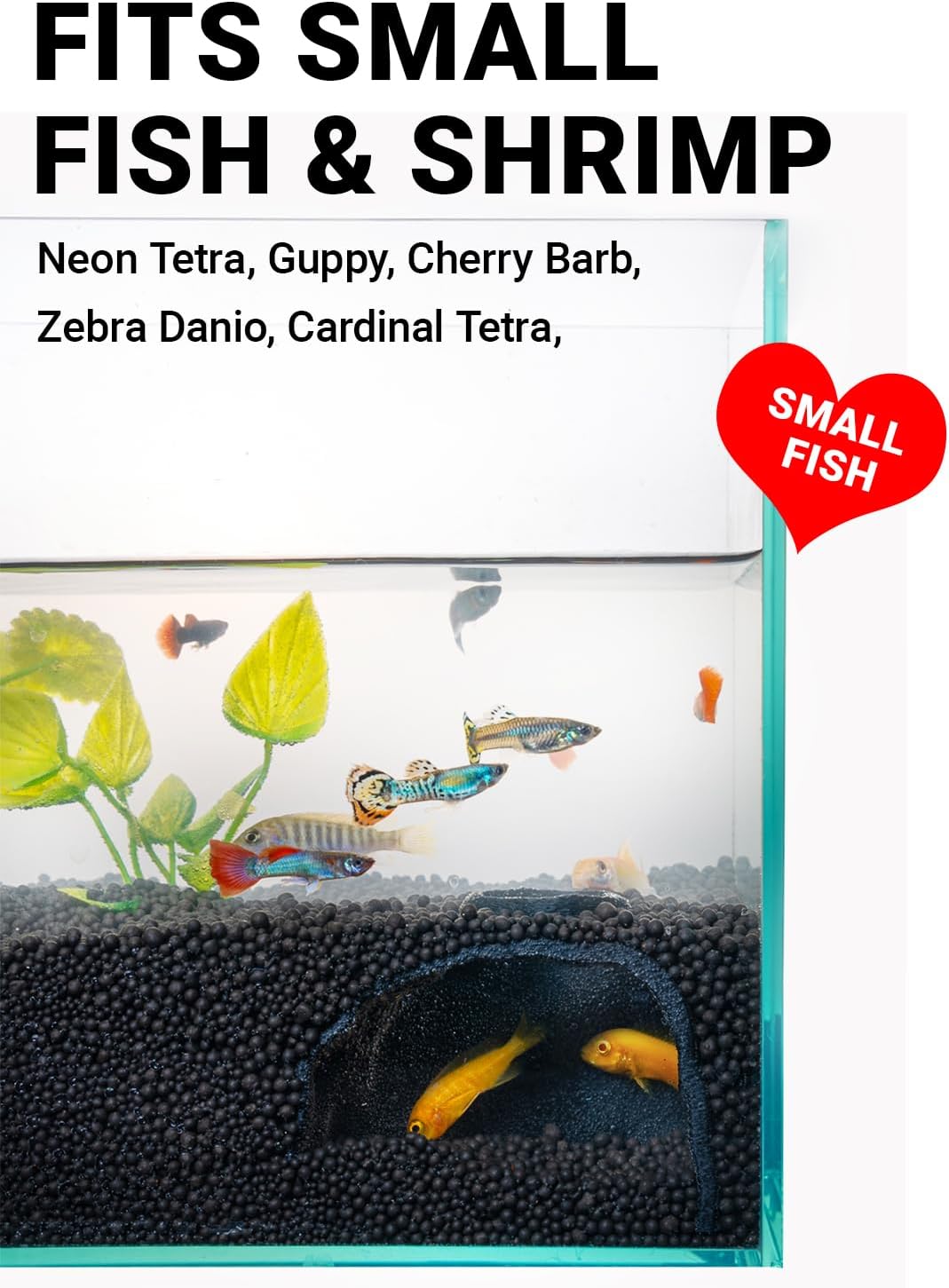 Aquarium Cave – Rock Texture Fish Shelter with 180° Viewing Angle, Fits Fish Tanks for Pleco, Betta, Loaches, Shrimp & Snails – Aquarium Decor & Tunnel (Black, Small)