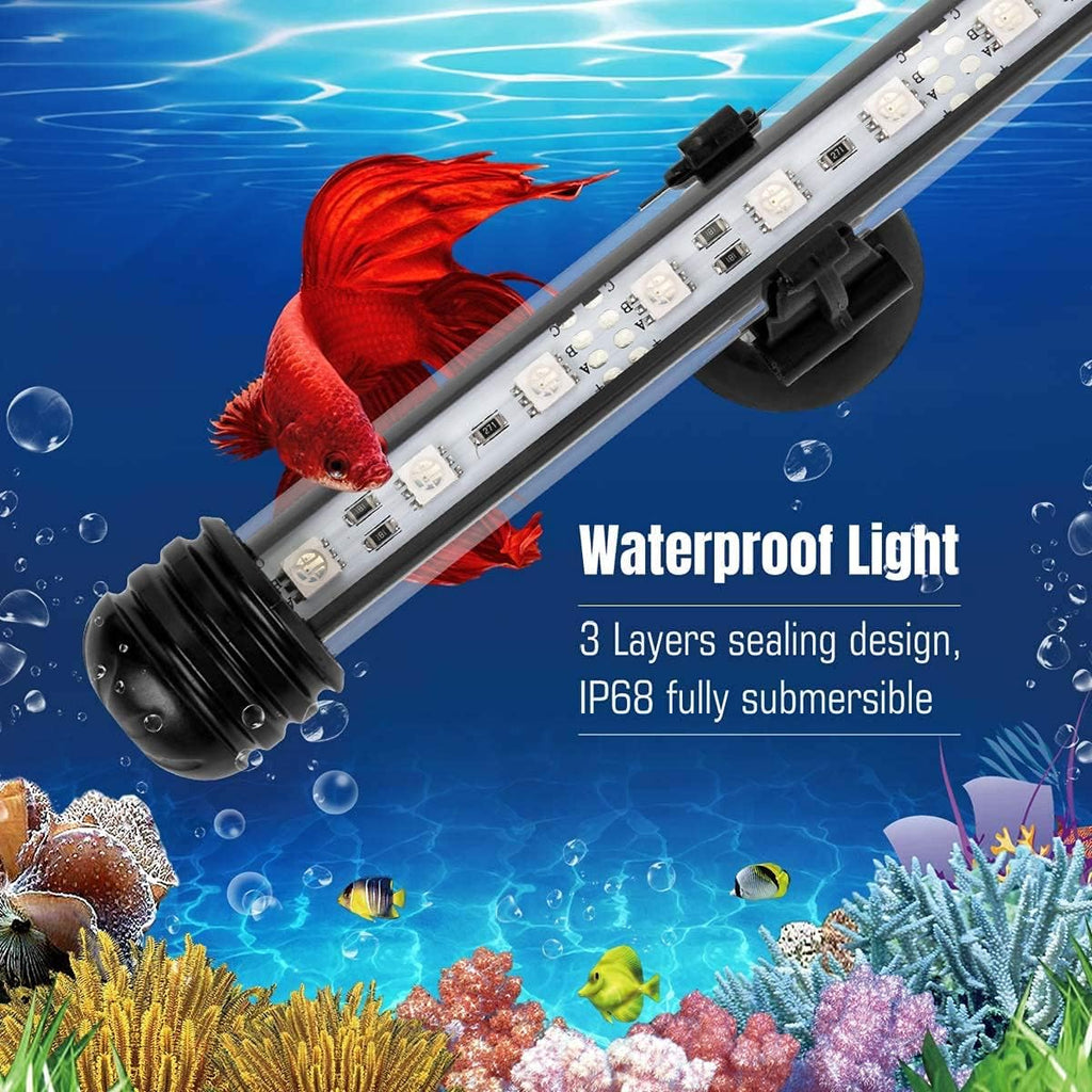 iKefe 7.5" Color Changing LED Fish Tank Aquarium Submersible Light with Remote/Colored Aquarium LED Tank Lights Fixture for Underwater Decorations, Plant Grow, Saltwater Freshwater Fish, KR5007