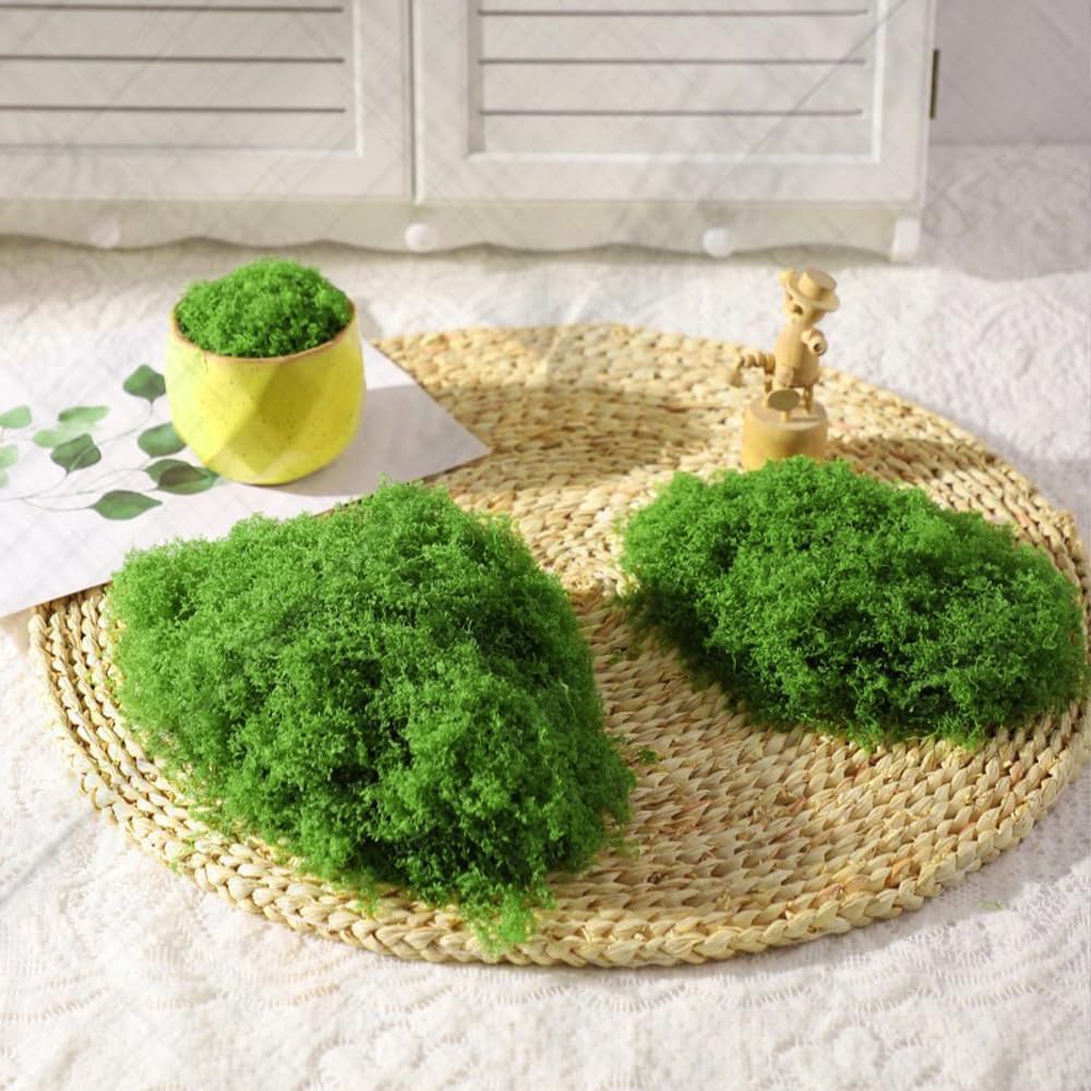 Artificial Faux Moss, 1.76 oz Fake Green Moss for Crafts Preserved, Artificial Moss for DIY Scenery, Fake Moss Decor Decorative Table, Centerpieces Decor, Fairy Garden, Floral Wedding