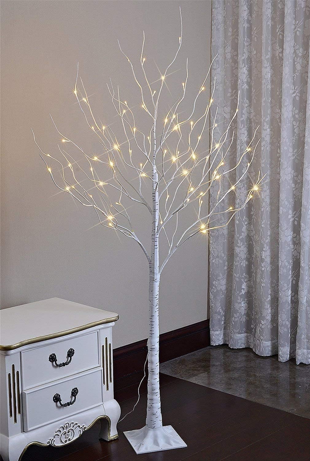 LIGHTSHARE 6 Feet Birch Tree, 72 LED Lights, Warm White, for Home, Festival, Party, and Christmas Decoration, Indoor and Outdoor Use