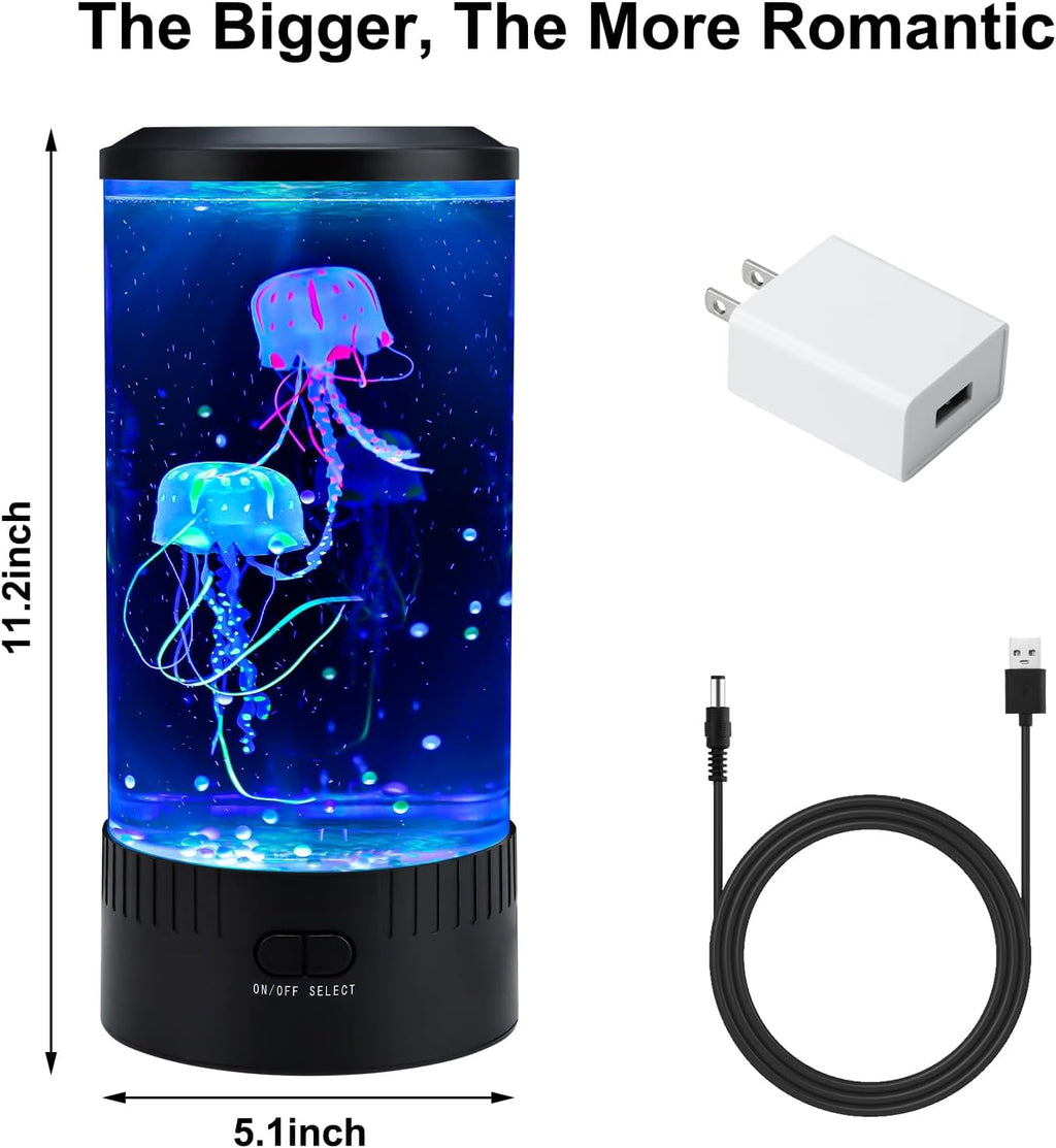 Jellyfish Lamp LED Mood Night Light with 7 Color Changing, Remote Control Large Jellyfish Aquarium Tank Night Light to Decorate Home Office, Gifts for Kids Teens Adults, 5.12" Dia x 11.42" H