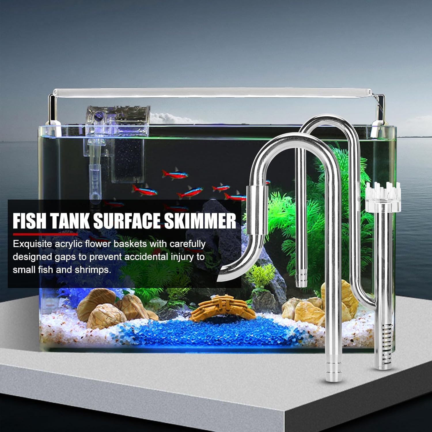 EVTSCAN Metal Lily Pipe Surface Skimmer Steel Stainless Inflow Outflow for Aquarium Planted Tank(12)