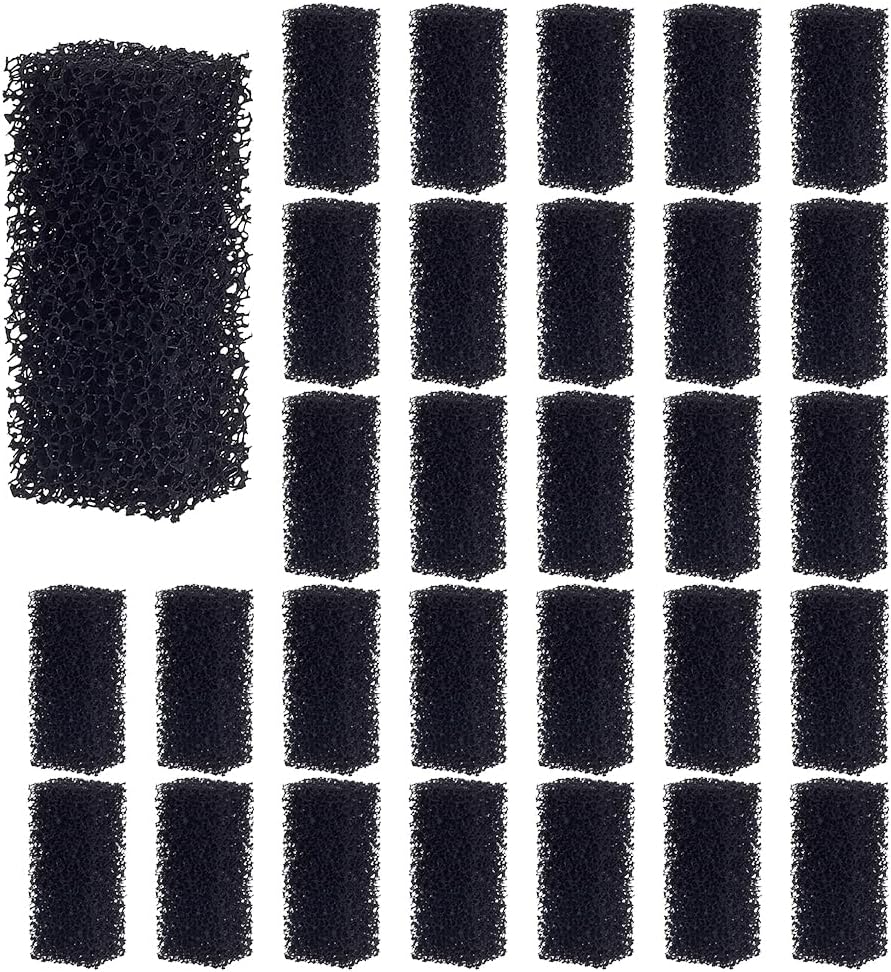 OLYCRAFT 30Pcs Aquarium Bio Sponge Filter Media Pad 2.8x1.2 Inch Filter Foam Sponge Pads Black Aquarium Dual Filtration Pad Replacement Filter Pads for Fish Tank Pond Filters Sumps Reef Canister