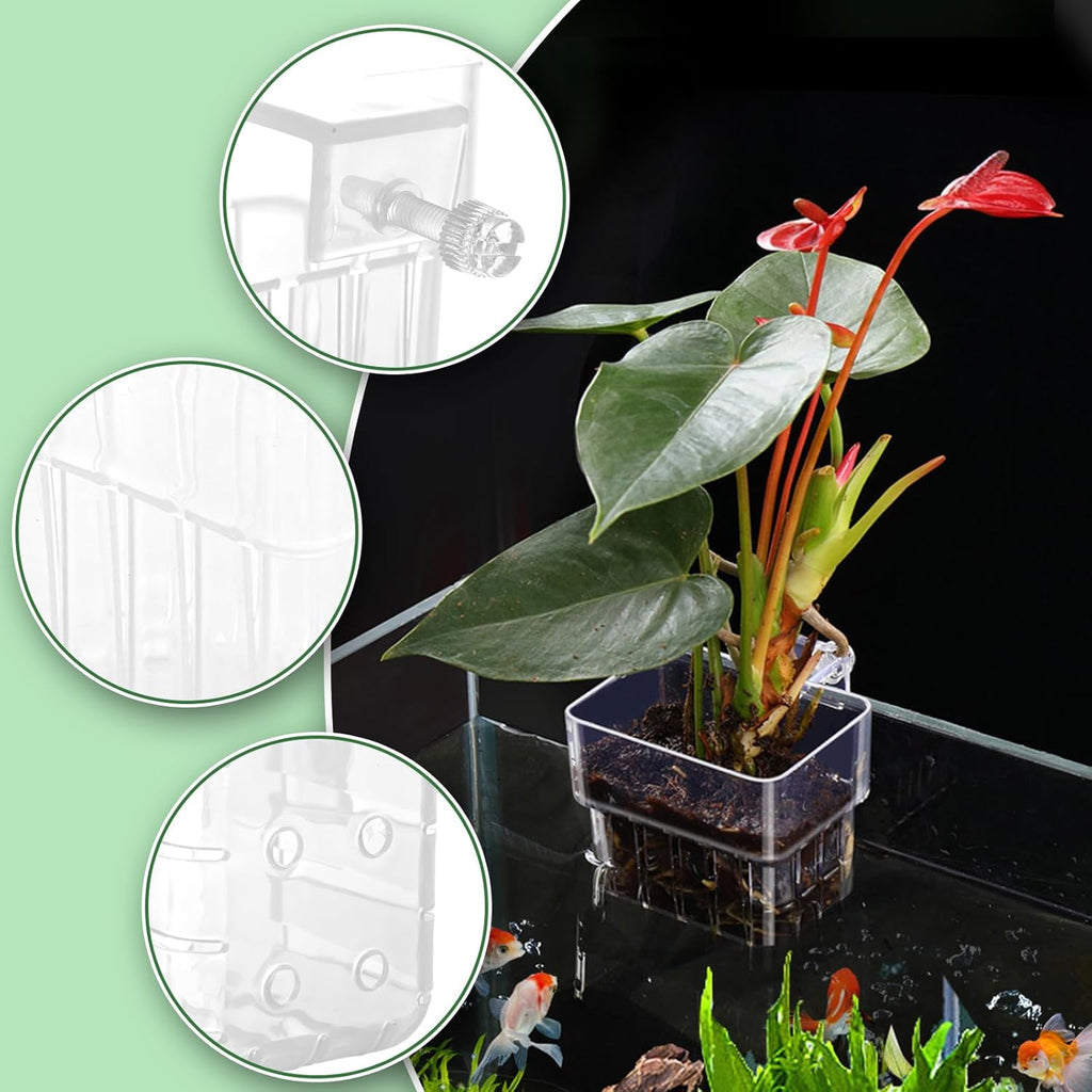 12PCS Aquarium Plant Holder Rimmed Tank Clear Fish Tank Plant Holder Aquarium Live Plants Hanging Aquariums Planter Holders for Fish Tank Aquaponic Plants Cultivation and Aquascape Decorations