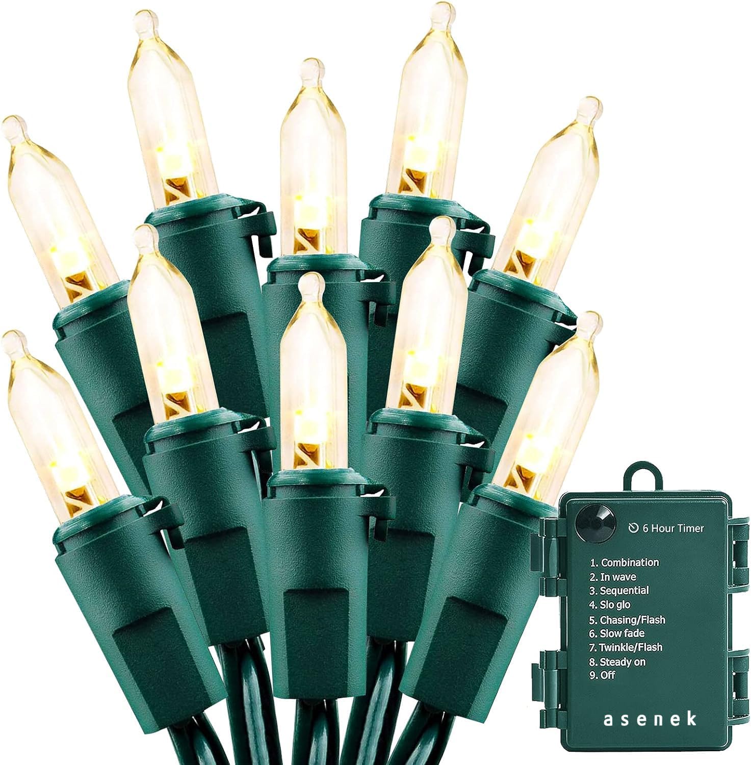 Christmas Lights - Battery Operated String Lights 50 LED String Lights Mini Lights with Auto-Timer and 8 Lighting Modes for Christmas Wreath Party Wedding Garden Home Decoration, Warm White