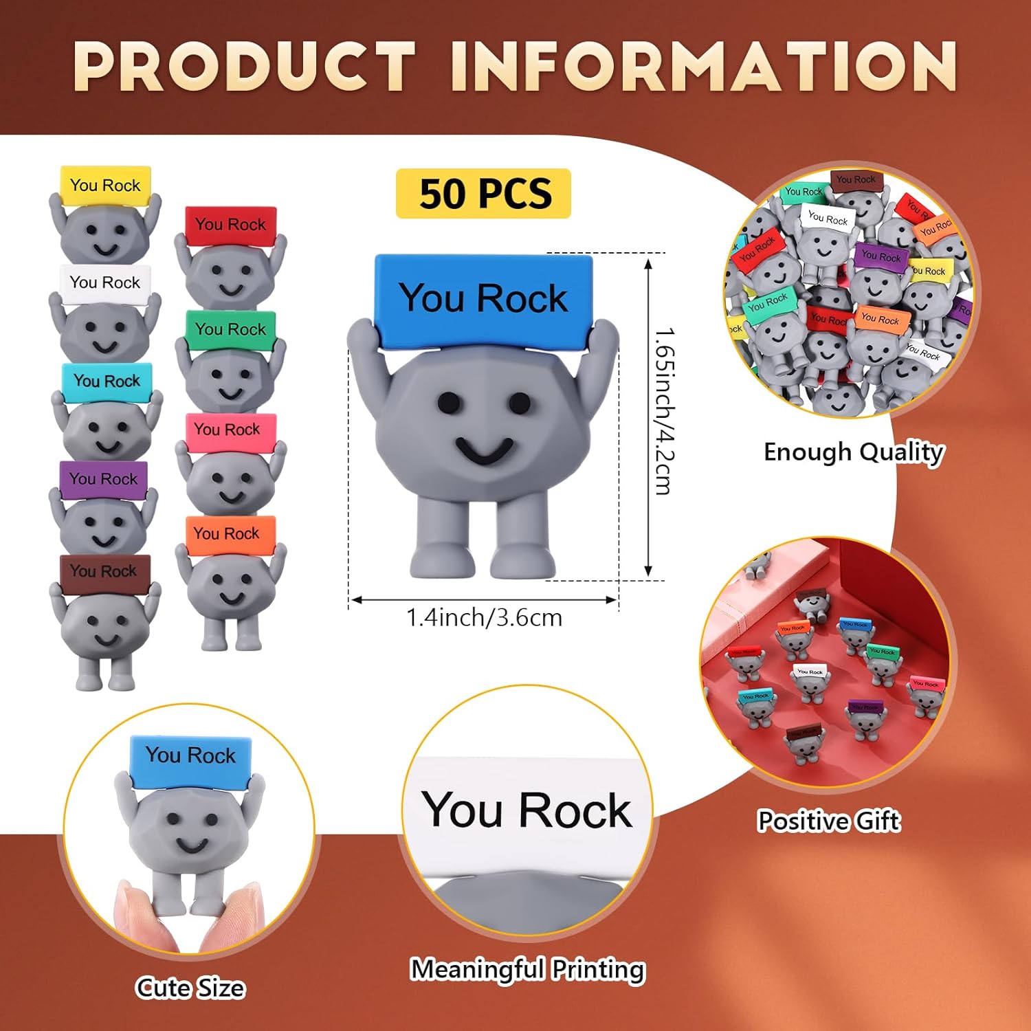 Gejoy 200 Pcs Mini Rubber Stone Toys Positive Mini Rock Stones Figures to Hide You Rock Gifts Decorations and Encouragement Birthday Motivational Gifts for Colleague Staff Teacher