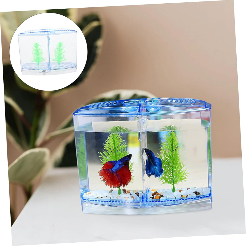 Acrylic Fish Tank Breeding Box for Small Fish with Transparent Dual Compartments Desktop Aquarium Nursery for Goldfish Shrimp and Fry Practical Accessory