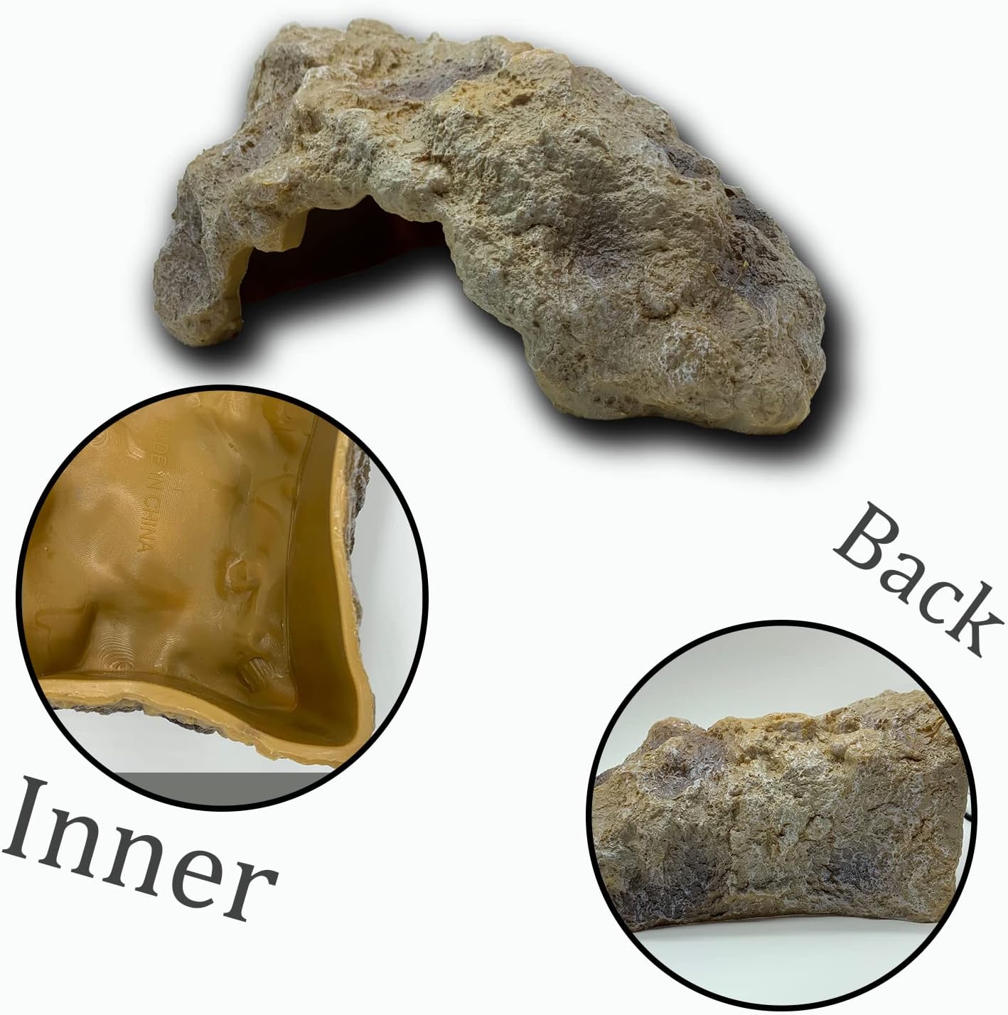 Oversize Resin Rock Reptile Hides and Caves - Large Aquarium Habitat Hideouts for Bearded Dragon, Snakes, Tortoise - Lizard Hiding Spot for Terrarium Hideaway