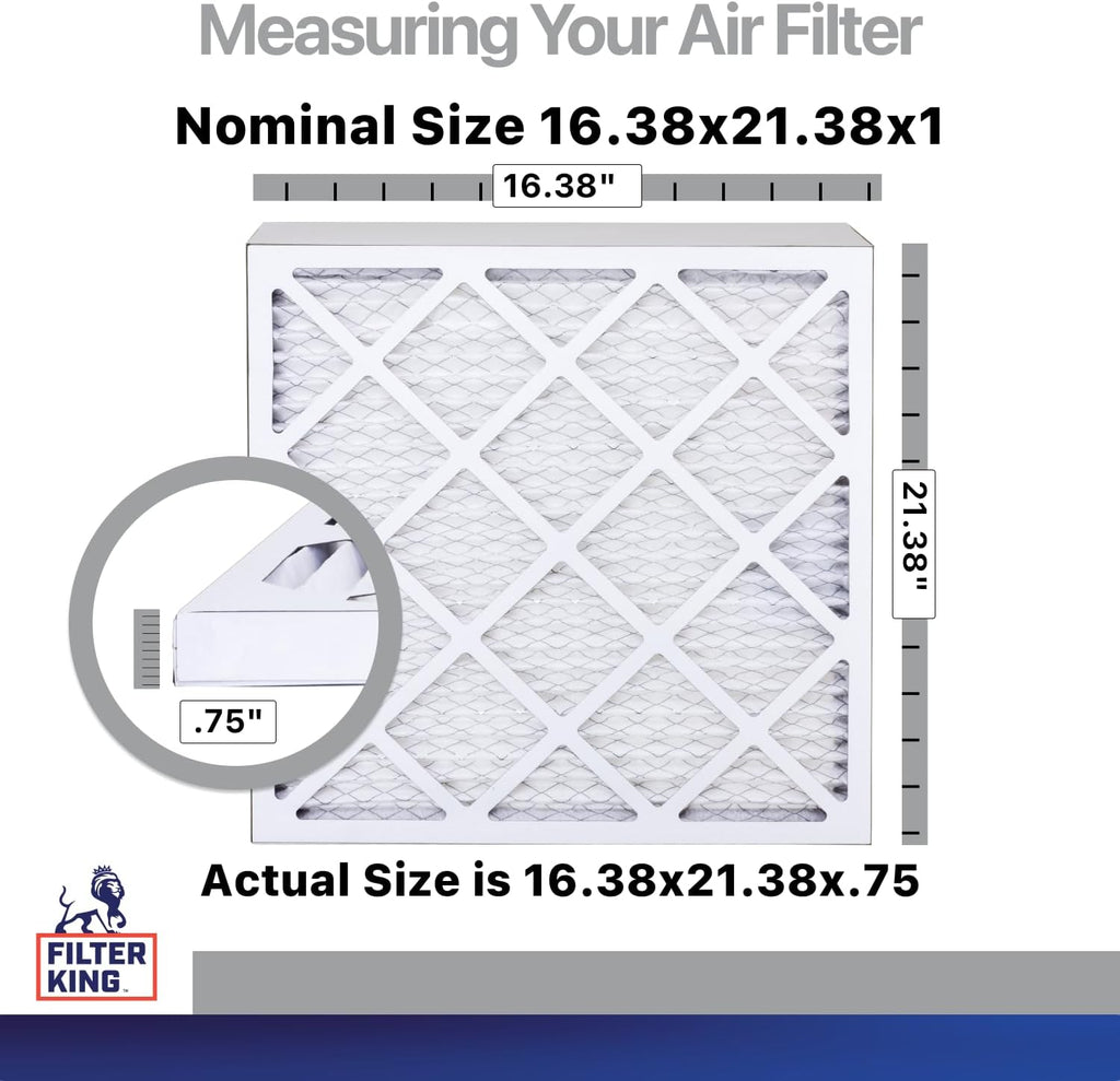 Filter King 16.38x21.38x1 Air Filter | 4-PACK | Carbon MERV 8 HVAC Pleated A/C Furnace Filters | MADE IN USA | Actual Size: 16.38 x 21.38 x .75"