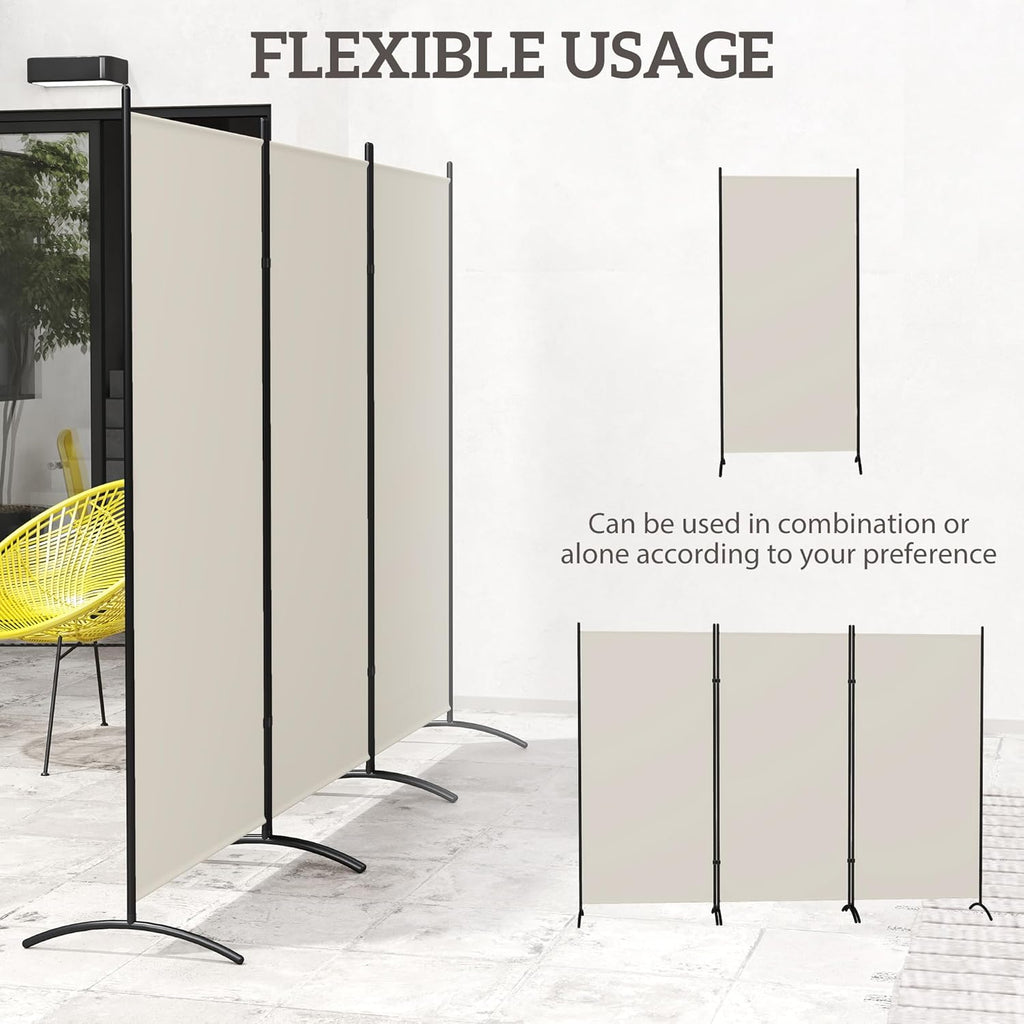 HOMCOM 6 Ft Tall 3 Panel Fabric Room Divider, Freestanding Partition Wall Divider, Folding Privacy Room Separator for Indoor, Home Office, Light Gray