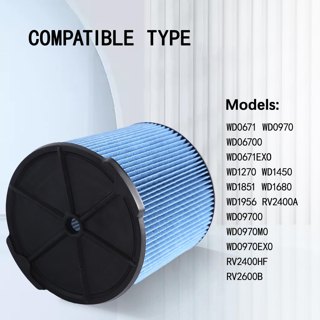 VF5000 Filter Compatible with Ridgid for Shop Vac 5-20 Gallon Wet Dry Vacuum Cleaner, Fits WD1450 WD0970 WD1270 WD09700 WD06700 WD1680 WD1851 WD1956 WD0970M0 WD0970EX0 2pack