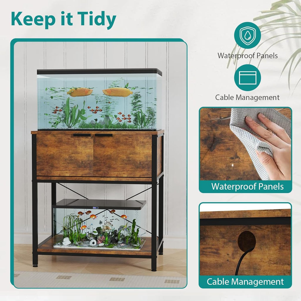 TFK 20-29-37 Gallon Fish Tank Stand, Aquarium Stand with Cabinet Storage for Aquarium Stand, Cabinet for Fish Tank Accessories Storage, Heavy Duty Tank Stand for Home Office Turtle Reptile Tank Stand