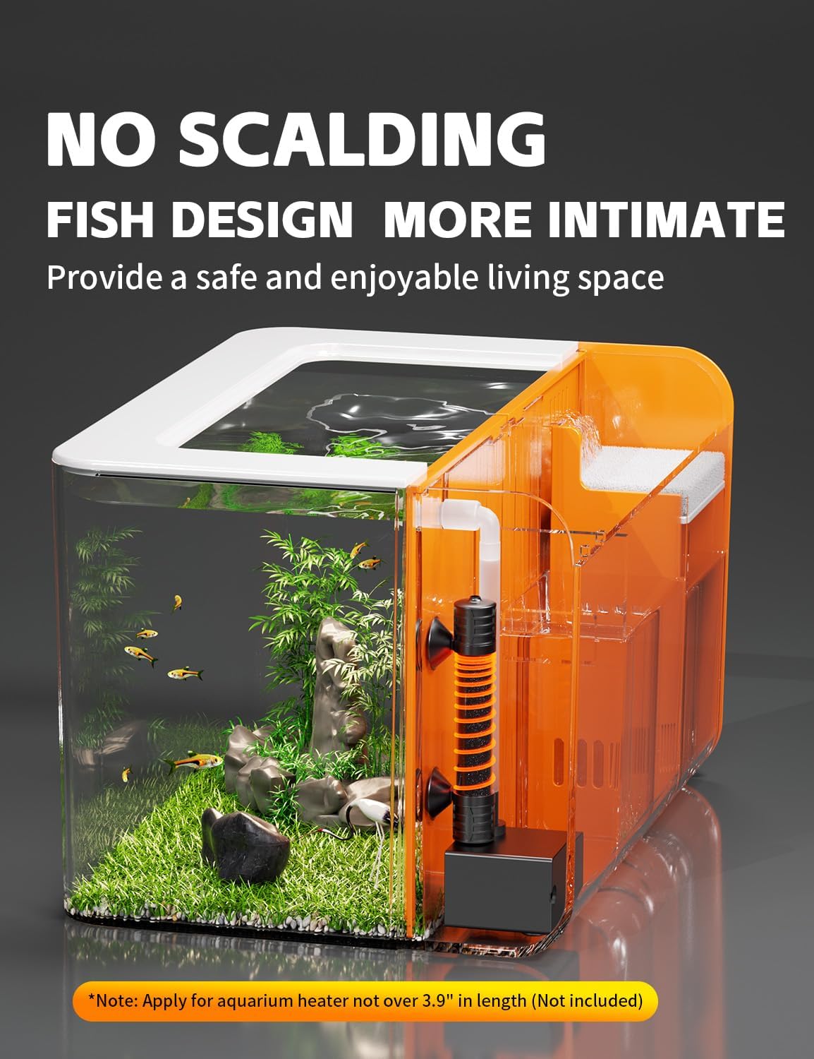 2.5 Gallon Fish Tank Small Aquarium Starter Kit with Hidden Filtration, 3 Color Light, Self Cleaning Nano Tank for Betta, Shrimp, Guppy, Angelfish