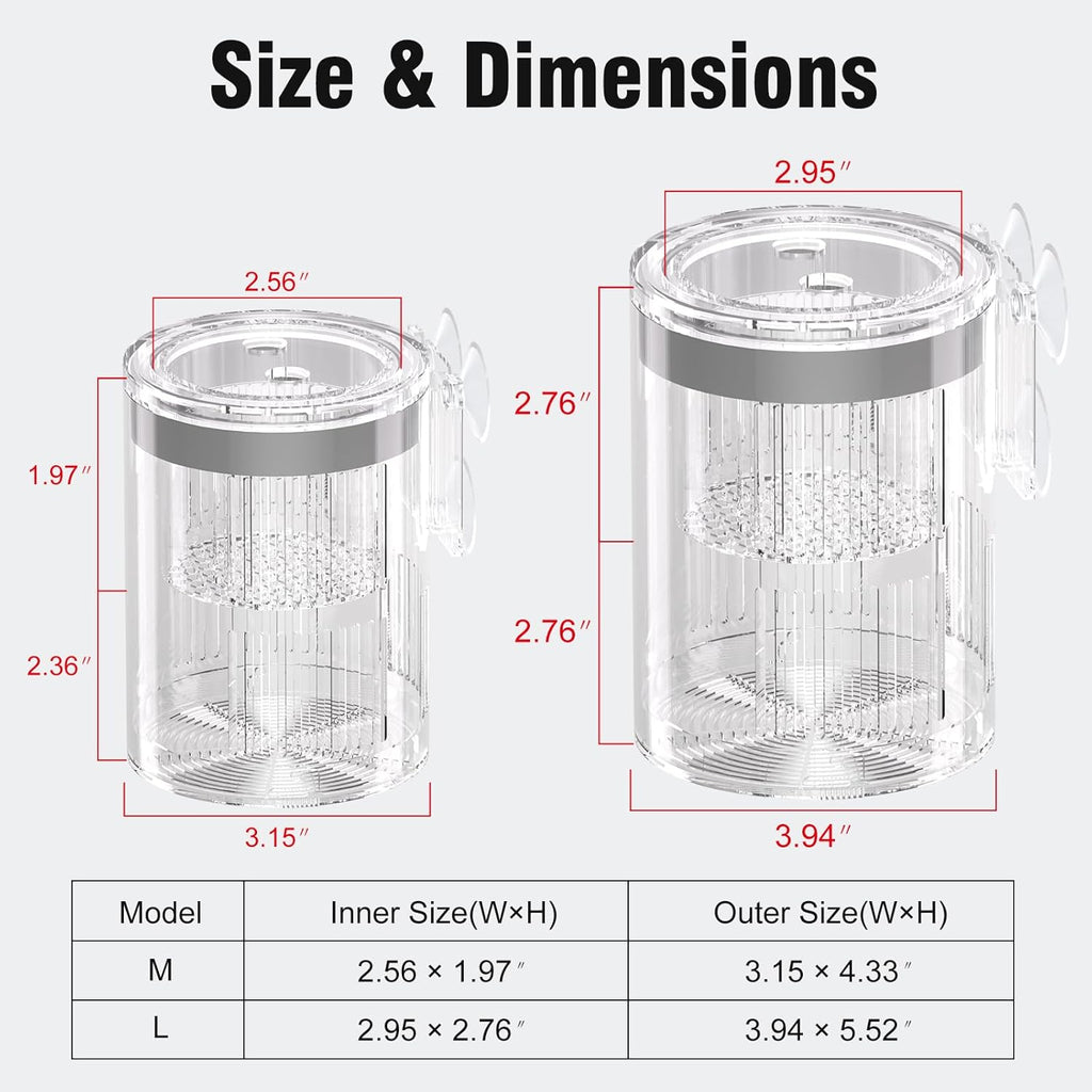 Floating Acrylic Breeder Box for Fish Tank - Aquarium Isolation Separator Hatchery Incubator for Guppy, Betta, Clownfish, Coral, Baby & Injured Fish
