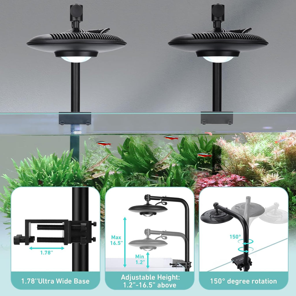 hygger 75W High PAR Aquarium LED Plant Light, 5 Adjustable Brightness Full Spectrum Fish Tank Light Aquarium Lamp & Stand Kit Ideal for Aquascaping Planted Tank Fish Display Shrimp Tank Paludarium