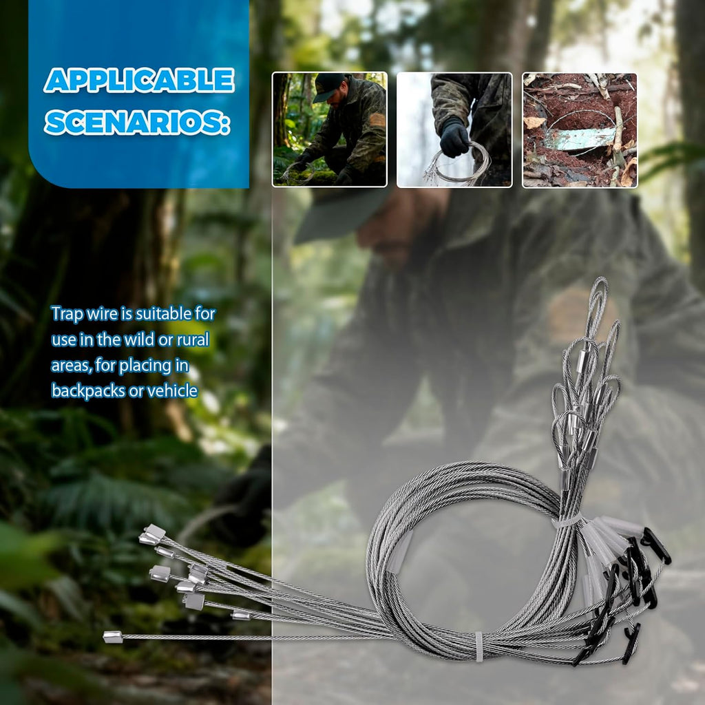12Pcs Trap Wire (36in Long 1/16 7x7 Cable), Easy to Carry, 480 lb Breaking Strength