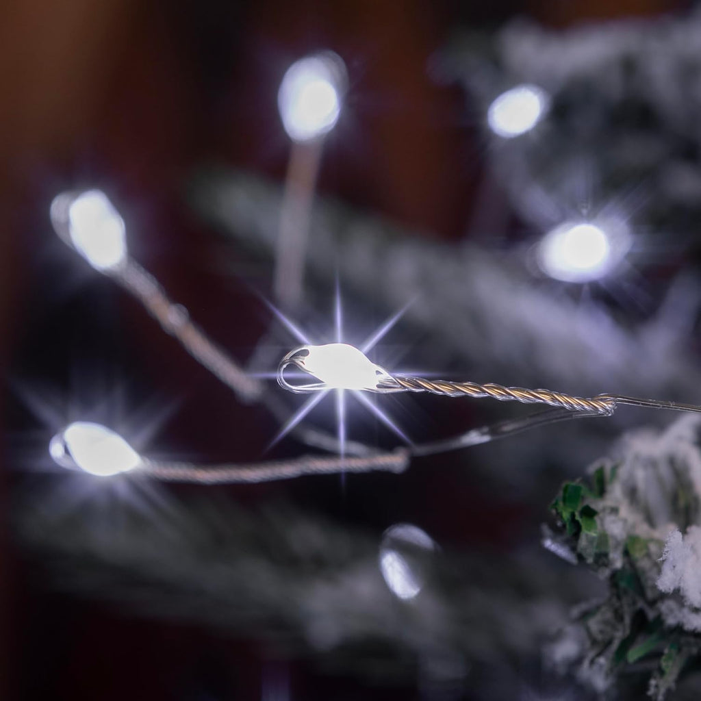 Firecracker Fairy Lights Plug in,2 Pack 20ft 200LEDs Silver Wire Cluster String Lights,8 Modes Remote Twinkle Light for Outdoor Indoor Garden Bedroom Christmas Tree Holiday,Cool White