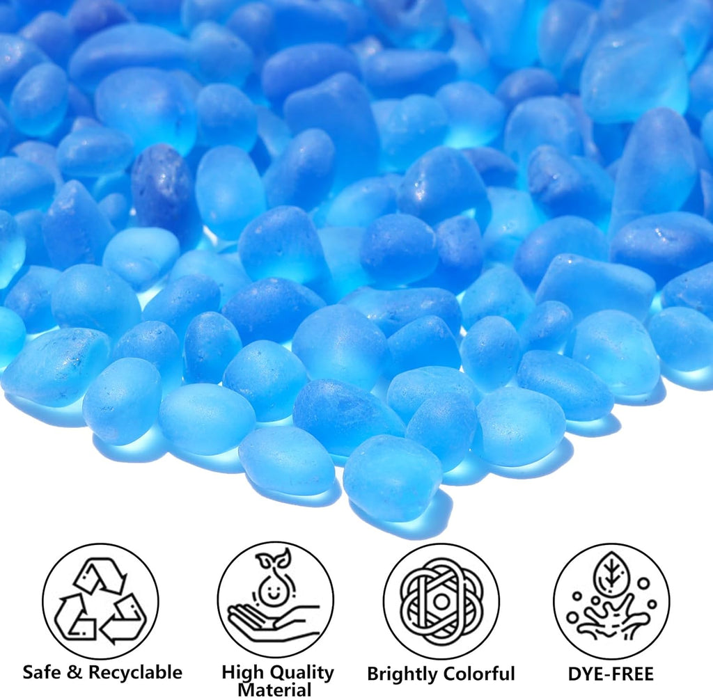 Sea Glass Stones - 2.9LB/46.4oz Aquarium Frosted Glass Pebbles Gemstones - Perfect for Aquarium Rocks, Fish Tank Gravel, Vase Fillers, Seaglass DIY Crafts, and Home Decor