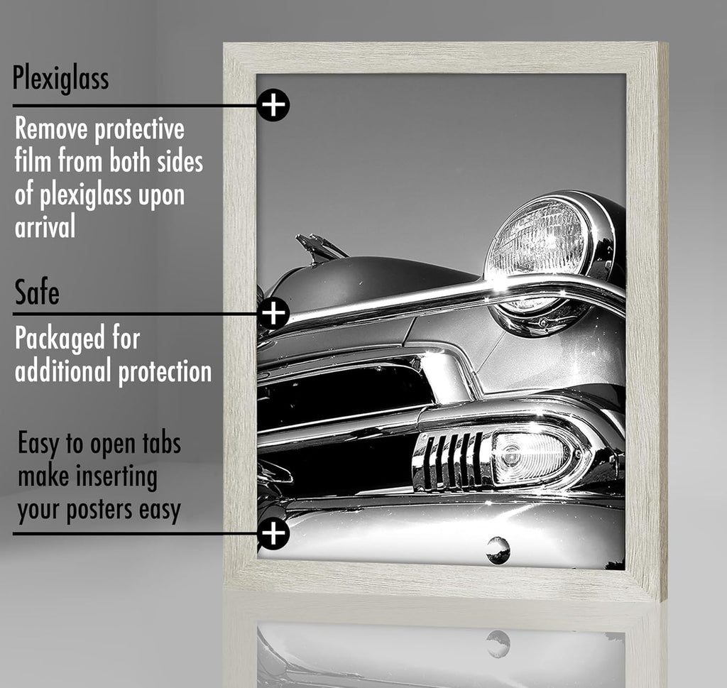 Americanflat 18x24 Poster Frame with Polished Plexiglass - Wide Picture Frames Made of Engineered Wood for Vertical or Horizontal Wall Display - Epic Collection - Grey