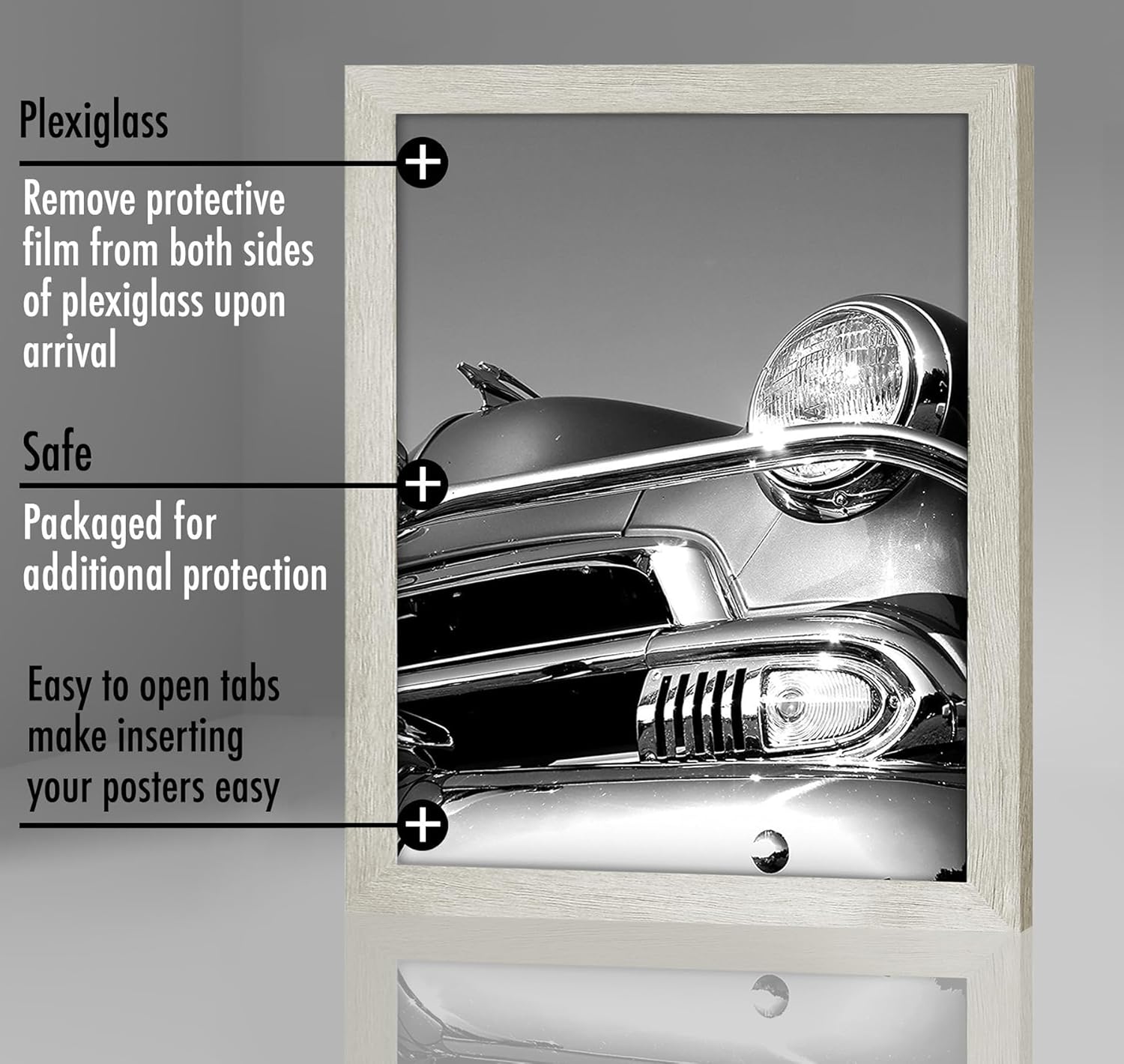 Americanflat 18x24 Poster Frame with Polished Plexiglass - Wide Picture Frames Made of Engineered Wood for Vertical or Horizontal Wall Display - Epic Collection - Grey