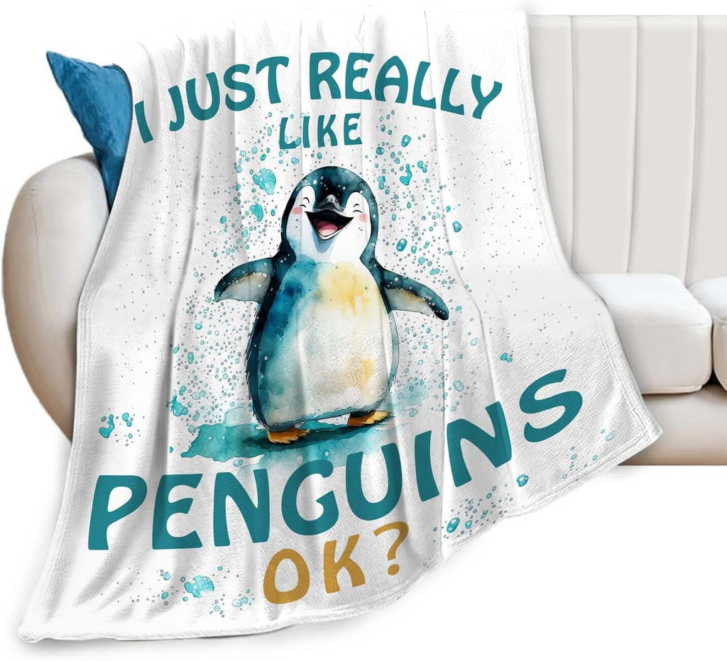 Penguin Blanket Cute Penguin Throw Blanket Gifts for Girls Boys Kids Women Men Adults Super Soft Cozy Plush Fluffy Fuzzy Fleece Blanket Home Decor 40''X50''