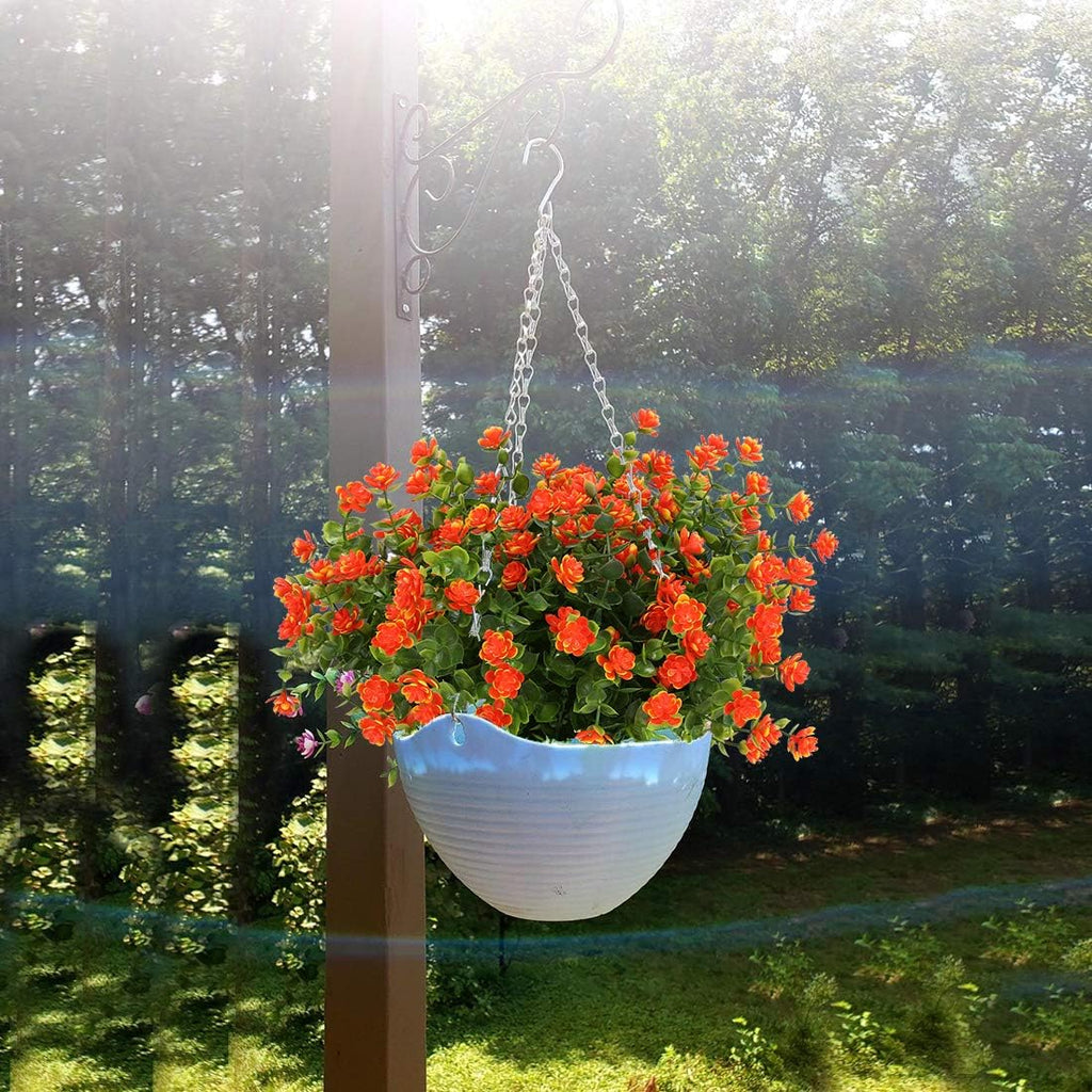 8 Bundles Artificial Flowers, Fake Artificial Greenery UV Resistant No Fade Faux Plastic Plants for Wedding Bridle Bouquet Indoor Outdoor Home Garden Kitchen Office Table Vase (Orange Red)