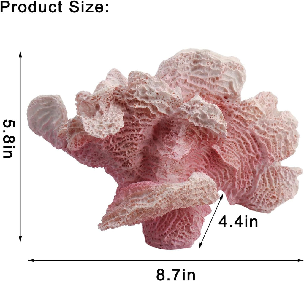 Artificial Sea Coral Statue, Sculpture Home Decor Resin Nautical Coastal Decorations for Beach Themed Party Wedding Room Kitchen Table Shelf (Gradient Pink)