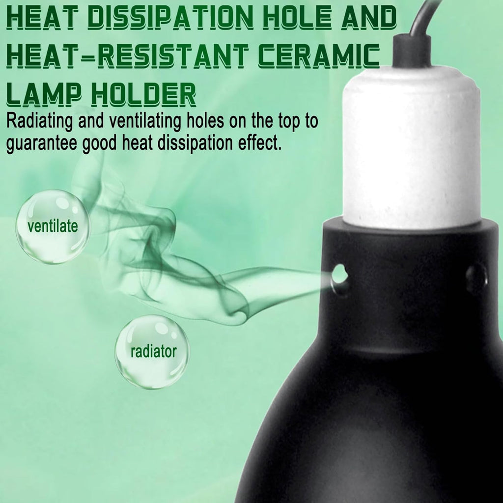 BNOSDM Reptile Light Fixture,5.5 Inch High Deep Dome Reptiles Heat Lamp Fixture for UVB UVA Bulb,Heat Basking Bulb,Optical Reflection Heat Lamp Fixtures for Reptile Amphibian Tank Terrariums
