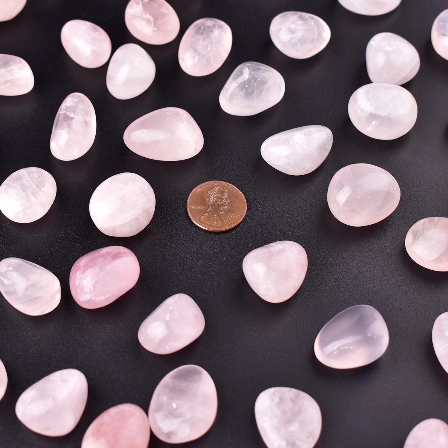 Polished Stone Set Rose Quartz Crystals, Handpicked Tumbled Gemstones Rocks, Pebbles for Reiki, Chakra, Healing, Home Decor 0.6" Inches 7 Ounces