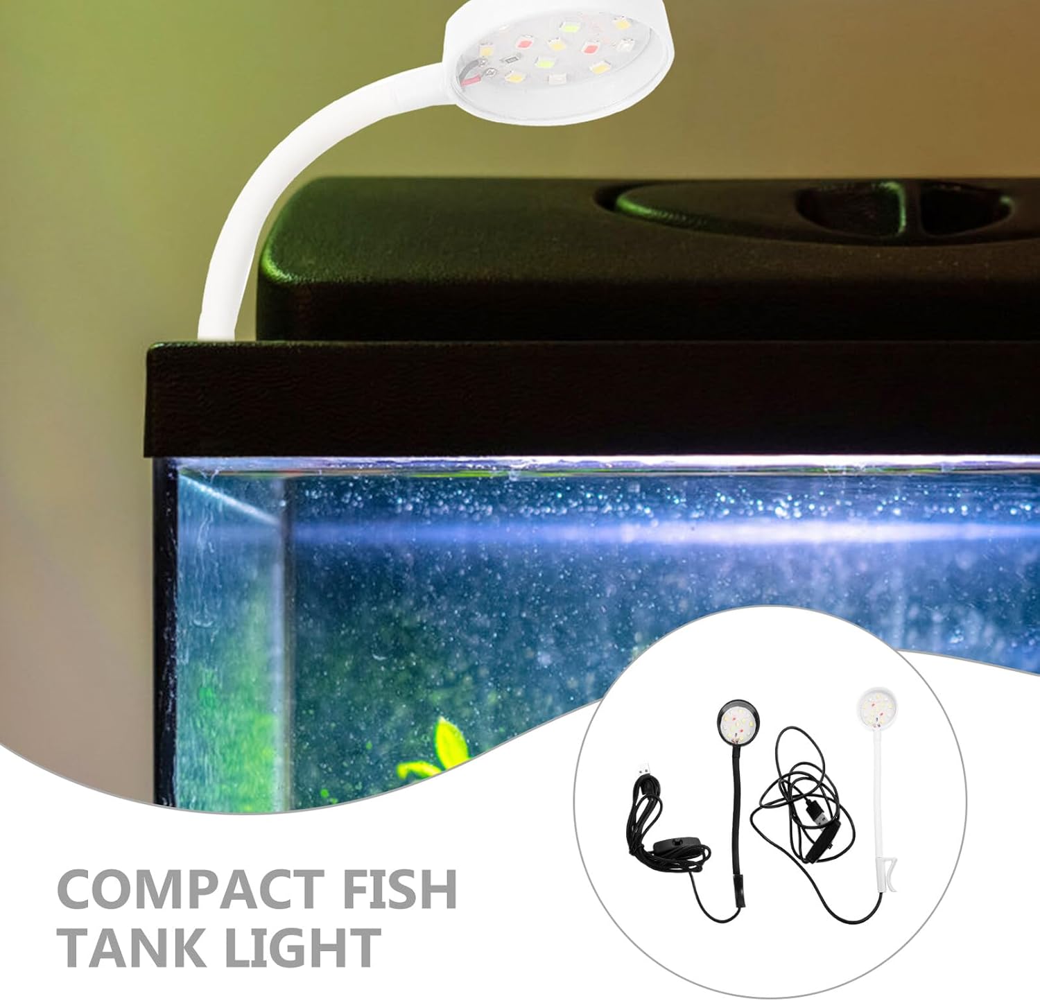 VICASKY 2PCS USB Aquarium Light Mini Fish Tank Lamp for Small Aquariums Rotatable LED with Supplemental Plant Growth Lighting Compact Household Fish Tank Illumination