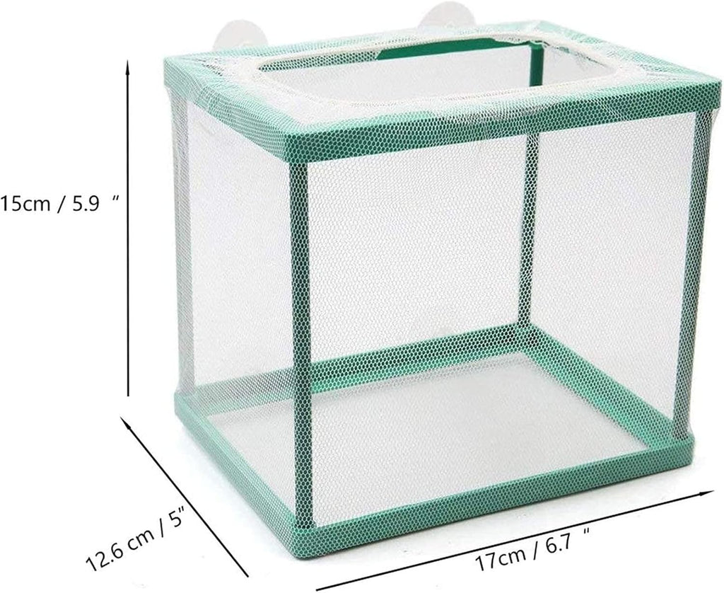 Still Awake, Aquarium Fish Breeder Box, Isolation Hatching Juvenile Spawning Incubator, Water Net Hatcher, Nylon Mesh Fry Hatchery Box Separation Net（Green S）