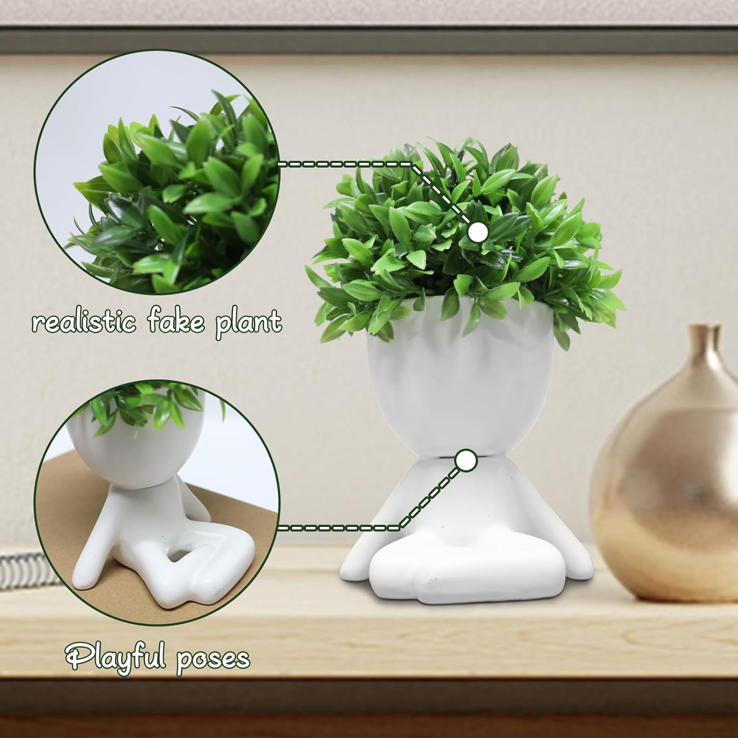Zerzsy Mini Succulent Plant - Plants Gift - Cute Office Decor for Women - Office Decorations for Work DeskWomen - Desk Plants Decorations for Shelf- Set of 1
