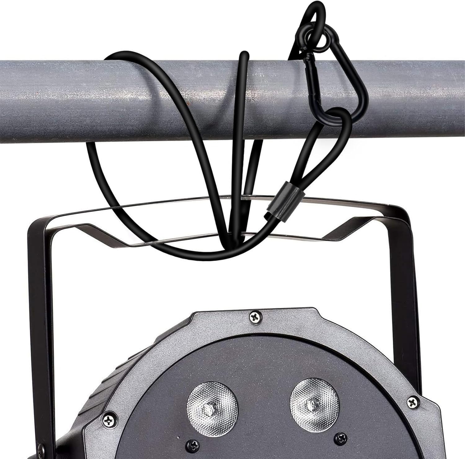 Lighting Safety Cable with Loops(6-Pack), 25kg Load Stage Light Safety Cable Black Security Chain Hanging on Trusses, Stainless Steel Lanyard（Diameter 2mm/0.08in, Length 30cm/11.82in)