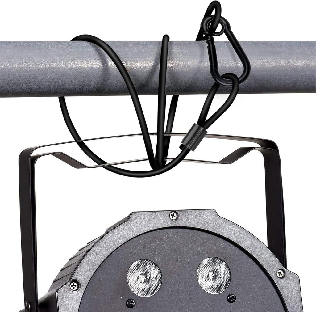 Lighting Safety Cable with Loops(2-Pack), 25kg Load Stage Light Safety Cable Black Security Chain Hanging on Trusses, Stainless Steel Lanyard（Diameter 3mm/0.12in, Length 200cm/78.74in)