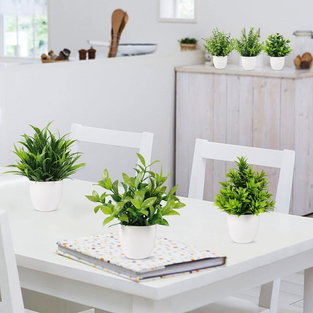 Artificial Plant 6PCS Small Fake Plant Greenery Potted Plant Cute Indoor Faux Plant Houes Office Table Desk Bathroom Decor Plants