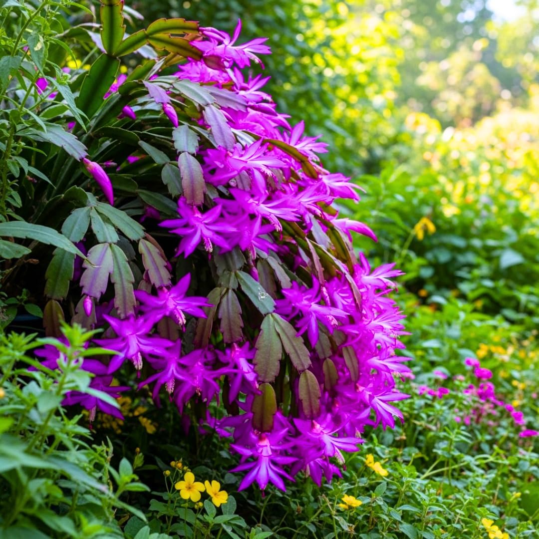 Thanksgiving Cactus Plants Live in 4" Pot, Holiday Christmas Cactus, Colorful Indoor Houseplant, Zygocactus Like, Ready to Bloom (Purple)
