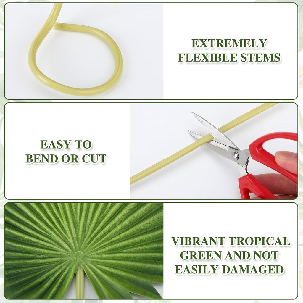 12 PCS Artificial PU Foam Palm Leaves Tropical Fake Greenery for Wedding Bouquet Party Decor Boho Home Centerpieces DIY Floral Arrangements