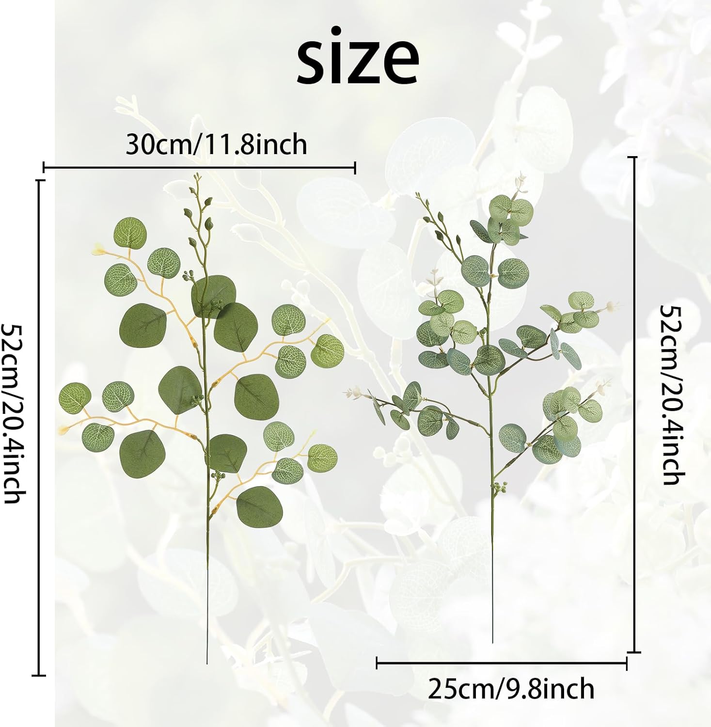 6 Pcs 20" Artificial Eucalyptus Stems, Realistic Faux Silver Dollar Greenery Branches for Vase Decor, Wedding Centerpieces, Farmhouse Home Party Decor, Bendable Stems & No Fade