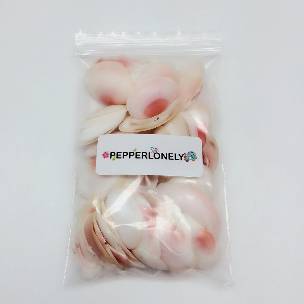 PEPPERLONELY Pink Clam Sea Shells, 4 OZ Apprx. 70 PC Shells, 1 Inch ~ 1-7/8 Inch