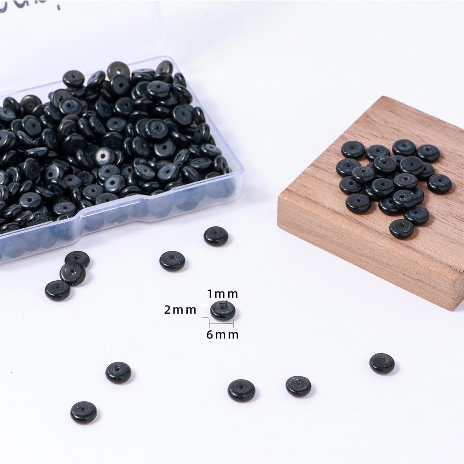 Natural Black Onyx Agate Disk Stone Spacer Beads 6x2mm 38cm/str Flat Rondelle Loose Semi Gemstone Caps for Making Bracelets Necklace