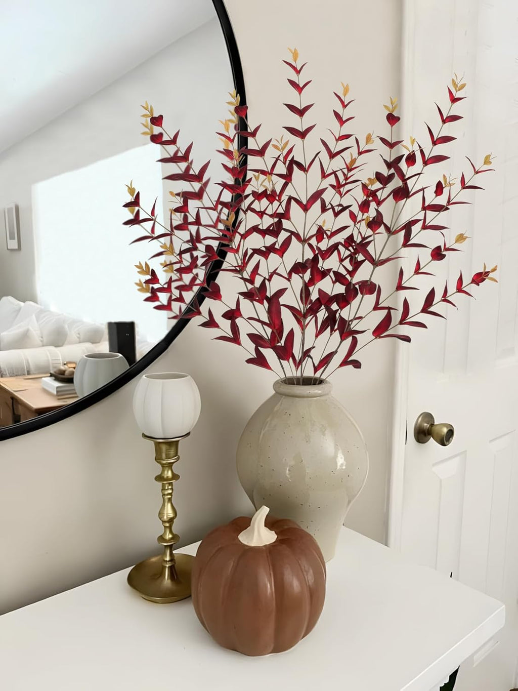 Briful 3PCS Artificial Fall Stems – 36.2" Long Stem Burgundy Leaf Branches, Autumn Foliage Branch for Fall Vase Filler, Thanksgiving Centerpiece, Harvest & Farmhouse, Christmas Decoration