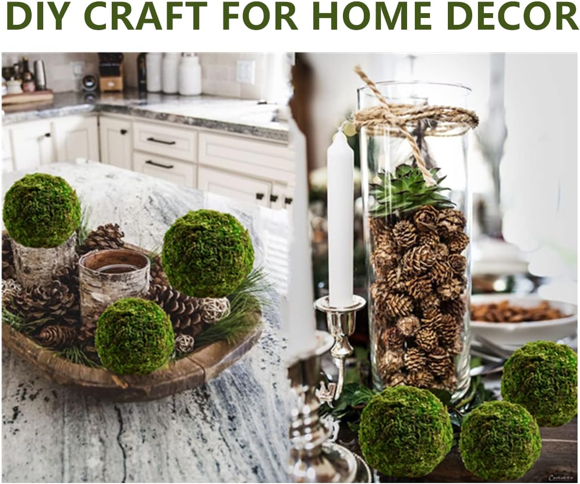 Usmola 18pcs Fake Moss Balls, 6pcs 3.2" Faux Green Balls + 12pcs 2" Artificial Moss Decorative Balls for Centerpiece Bowls (Green)