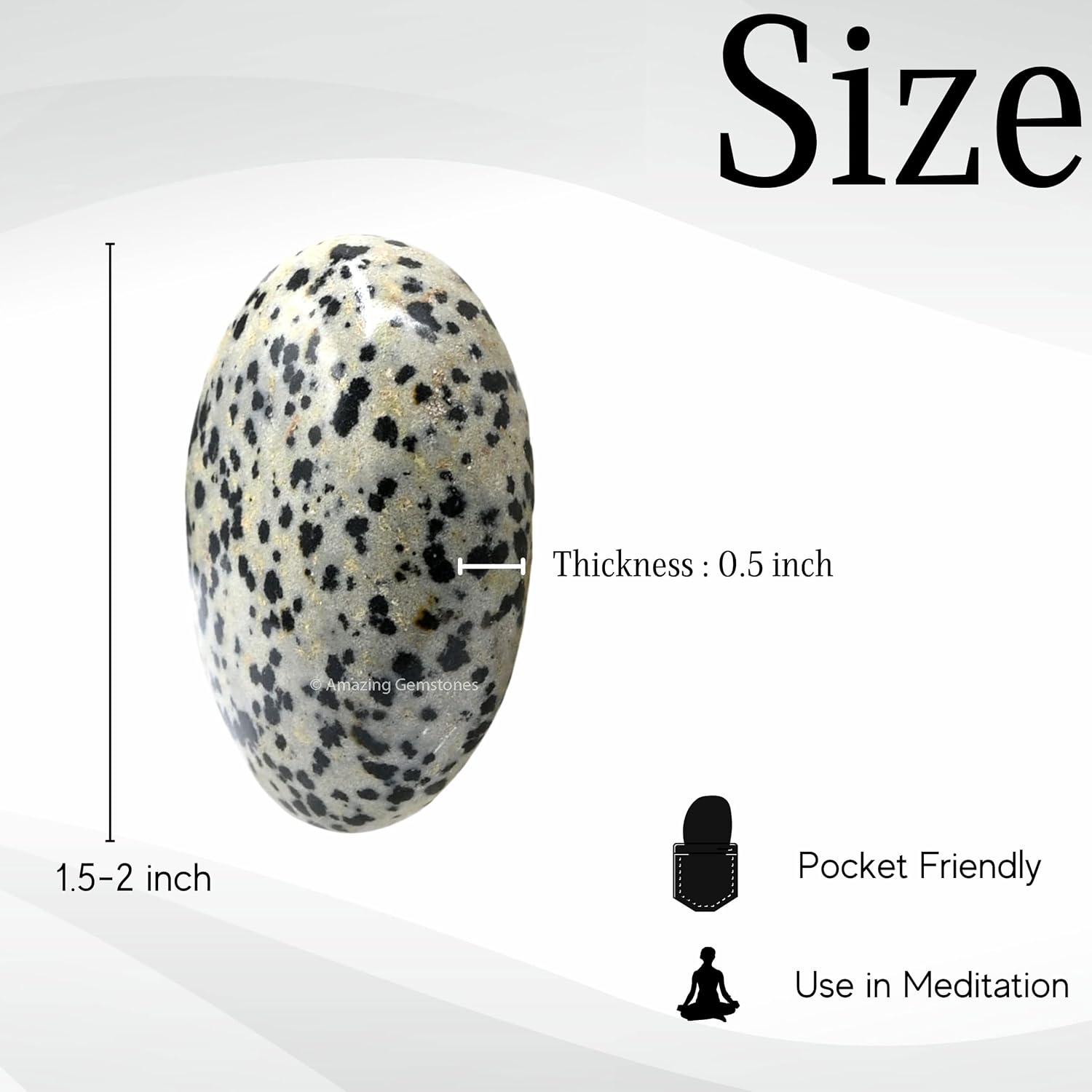 Amazing Gemstone Dalmatian Jasper Crystals and Healing Stones - Large Palm Stone Crystals Piedra - Crystal for Good Luck, Positive Energy, Meditation - Unique Stocking Stuffers Gifts for Women, Men