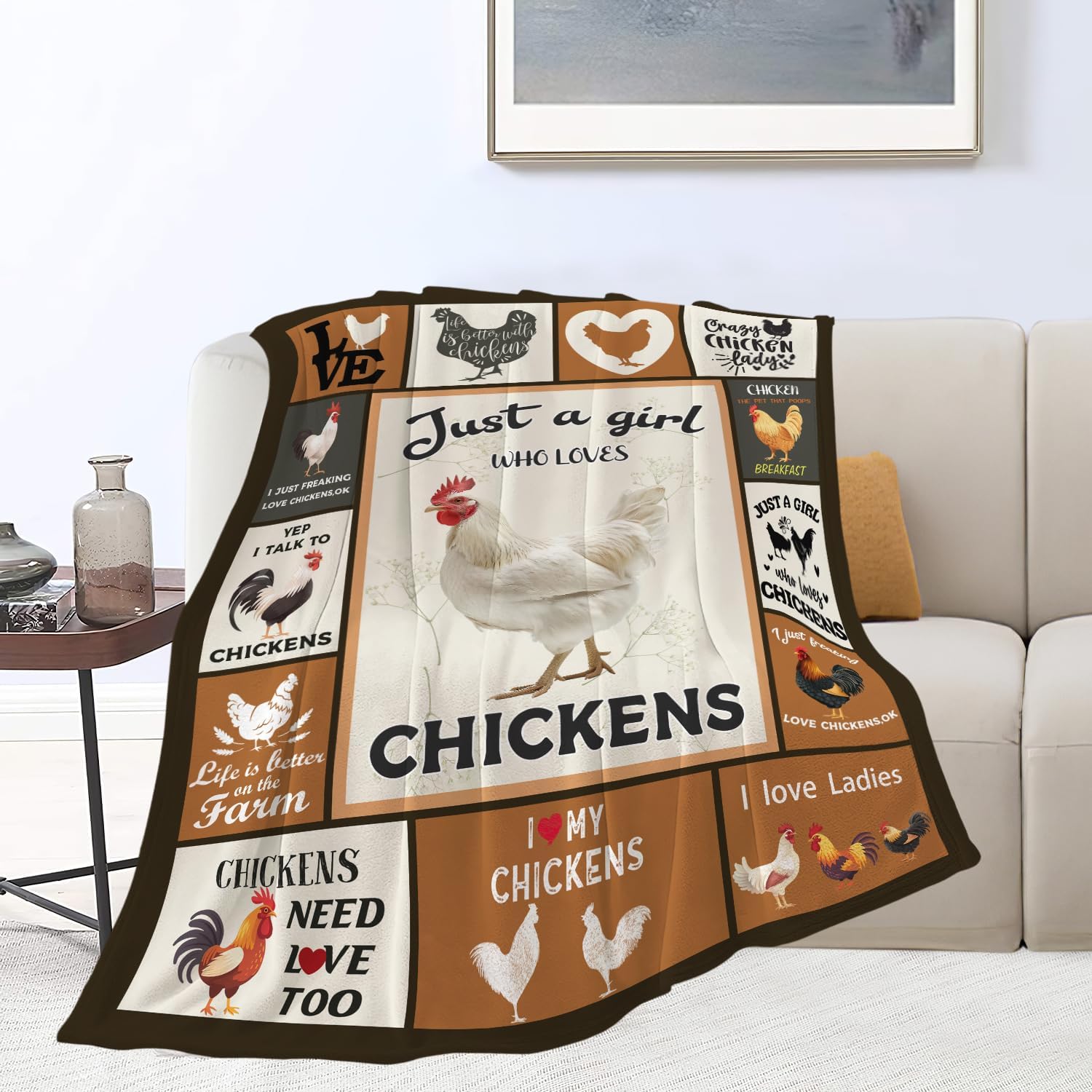 Chicken Blanket Rooster Chicken Throw Blanket Gifts for Girls Women Kids Boys Adults Men Super Soft Cozy Plush Fluffy Fuzzy Fleece Blanket Home Decor 40''X50''