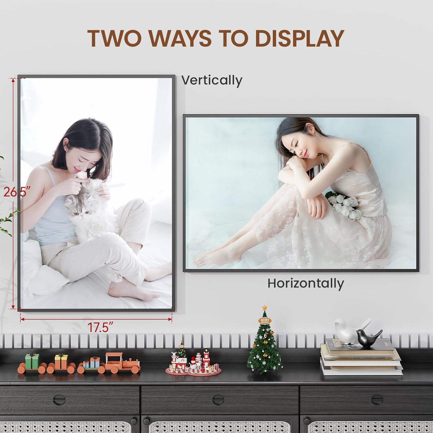 Heimlove 18x27 Metal Picture Frame,Black Aluminum Wall Gallery Poster Puzzles Artwork frames-Real Tempered Glass,Mounting Horizontally or Vertically Decor for Wall-1Pack