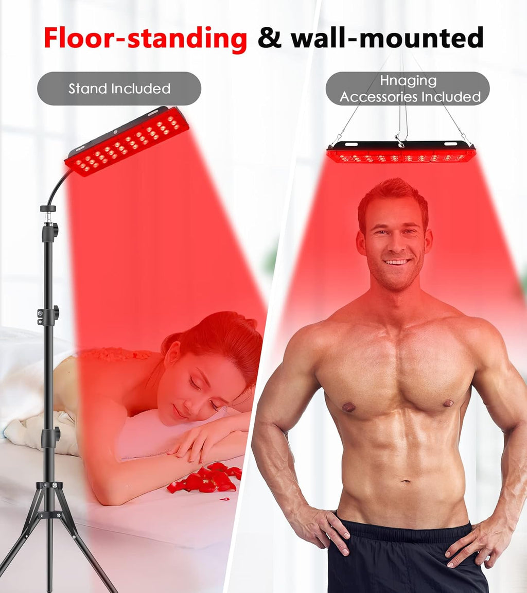 Red Light Therapy for Face Body, Astarexin Dual-Headed Infrared Light Therapy Lamp with Stand - 660nm Redlight and 850nm Near Infrared Light Therapy Device for Fully Body Pain Relief Skin Care