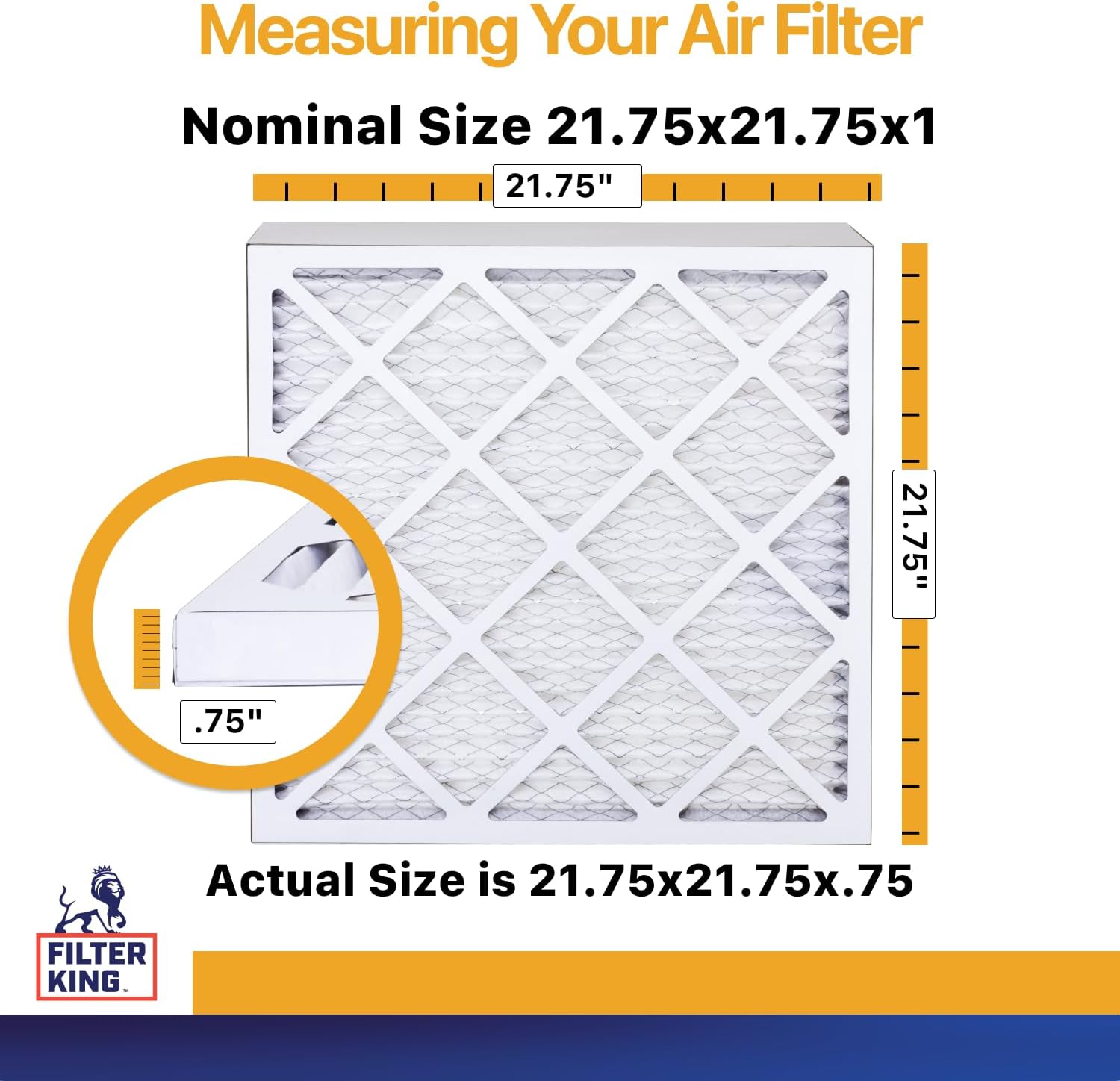 Filter King Air Filters 21.75x21.75x1 | 4-PACK | MERV 13 HVAC Pleated AC Furnace Filters | Air Purifier | Replacement Filters for Clean, Healthy & Fresh Environment | MADE IN USA
