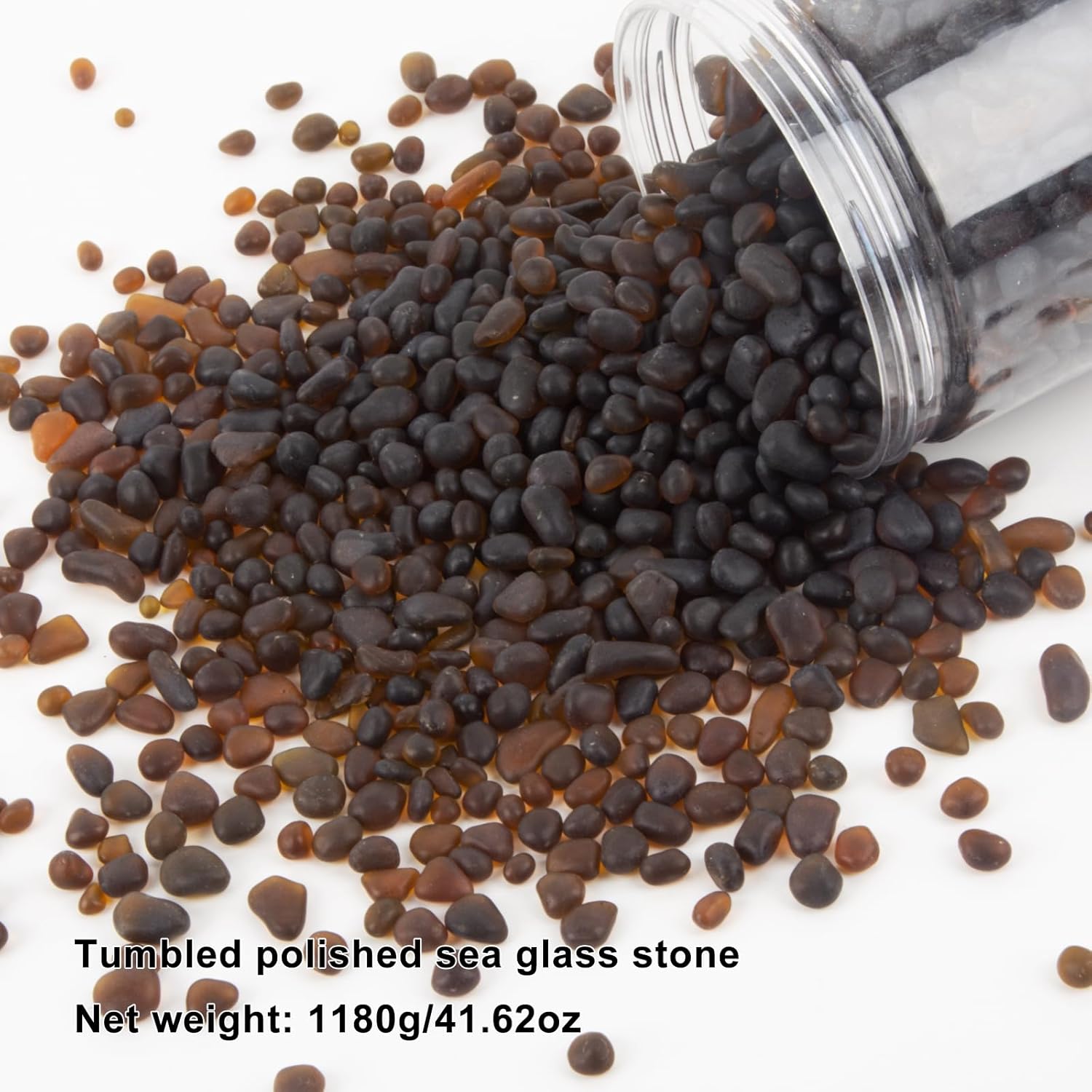 Sea Glass Stones for Crafts About 1LB (405g/14.28oz) Dark Brown Glass Pebbles Gemstones Bulk for Beaching Wedding DIY Decoration Aquarium Turtle Tank Vase Filler (Dark Blue)